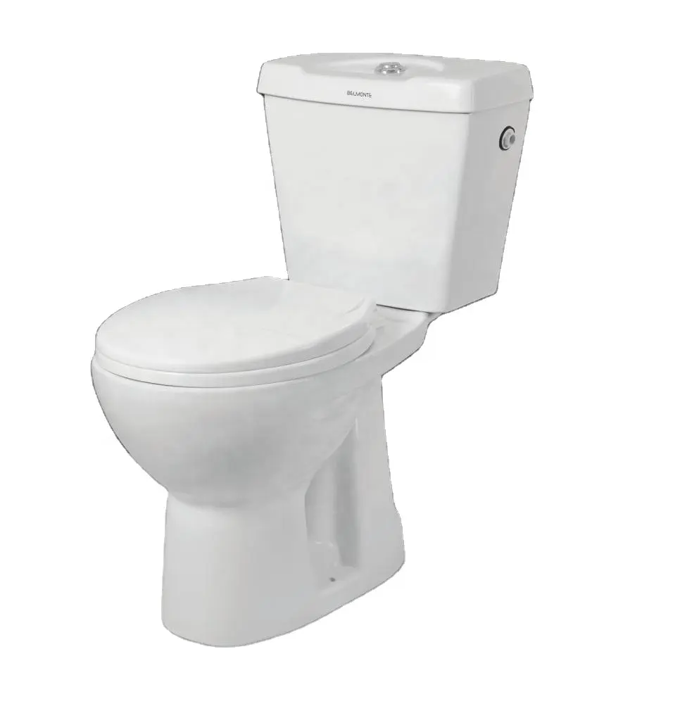 Two Piece Water Closet Ceramic Sanitary Ware 2 Piece Toilet Seat with Cover LLC Fittings and Cistern Tank Round Shape S Trap