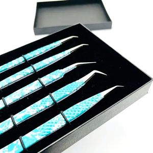 Ensemble de pinces à cils en acier inoxydable personnalisables, pointe fine, antistatiques, durables, prise en main précise, haute qualité, logo personnalisé - Product Image 5