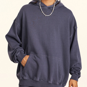 Sudadera con Capucha Extra Grande para Mujer, Color Sólido, Tejido de Algodón, Transpirable, Estilo Otoñal, Largo Regular, Manga Larga - Product Image 6