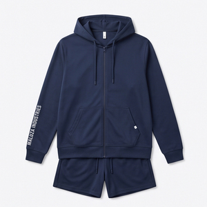 Premium Quality Summer Tracksuits Unisex Custom <b>Embroidery</b> Logo Plain 2-Piece <b>Set</b> Full Sleeve Breathable Eco-Friendly Hooded - Product Image 1