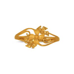 Premium Botanical Flower Gold Plated Ring Elegant <b>Twin</b> Blossom Floral Design with Flowing Leaf Details and Sophisticated Polish - Product Image 3