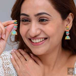 PRAO Boucles d'oreilles à feuilles colorées Accessoire de déclaration à la mode - Product Image 1