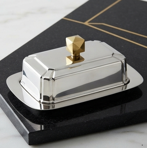 Beurrier rectangulaire en acier inoxydable avec couvercle, vaisselle en métal poli pour la cuisine et les fêtes, conservation hermétique de la fraîcheur - Product Image 3