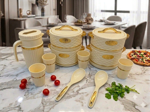 ANAX 11-Piece Luxury Design PTFE Coated Melamine Cookware Set Aluminum Bottom Exterior Mirror Polish Lightweight Includes <b>Soup</b> - Product Image 4