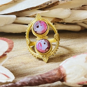 Trendy Boho Turquoise Engagement <b>Ring</b> Tribal Brass Jewelry Women 18K <b>Gold</b> Plated Bezel Set Geometric <b>Cocktail</b> <b>Ring</b> Third Party - Product Image 1