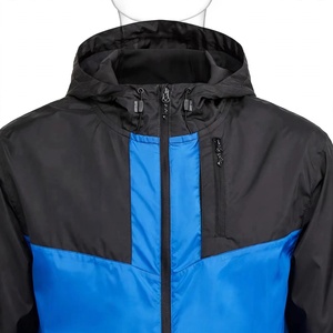 Chaqueta Cortavientos para Hombre con Bloques de Color, Negra y Azul Rey, con Capucha, Ligera, Resistente al Agua, Plegable, para Exteriores, con Cierre - Product Image 5
