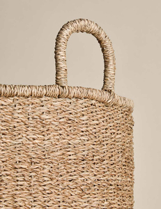 Panier de rangement rond en jonc de mer durable, tressé à la main, naturel, avec poignées, pour la maison, la chambre, la salle de bain, vente en gros - Product Image 5