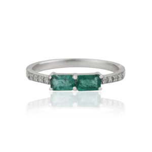Best Selling Octagon Cut 100% Genuine <b>Emerald</b> & Round Diamond 925 Sterling <b>Silver</b> Handmade Fine Jewelry <b>Ring</b> - Product Image 3