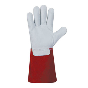 Leather Safety <b>Gloves</b> <b>Red</b> Cuff Anti-Slip Full Texture General Purpose Straight Cuff - Product Image 4
