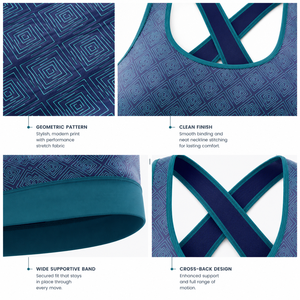High Impact Women Seamless Sports Bra Geometric Print Yoga <b>Crop</b> <b>Top</b> Padded Breathable Gym Fitness Running Activewear Training - Product Image 3