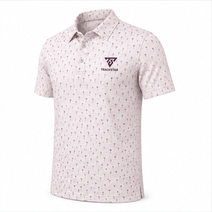 Camisa Polo Trackstar para Hombre, Color Rosa, con Estampado de Pelota de Golf, Manga Corta, Cuello con Botones, Camisa Deportiva Informal, Logotipo Personalizado - Product Image 4