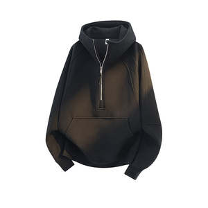 Nouveau style – Sweat à capuche pour homme 100 % coton, décontracté, confortable, tendance, coupe oversize, couleur unie, avec demi-fermeture éclair - Product Image 1