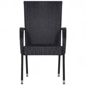 Ensemble de salle à manger de jardin en rotin PE noir et acier thermolaqué avec plateau en verre - Product Image 4