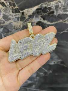 Joyería Hip Hop Unisex, Colgante Personalizado con Letra, Plata de Ley 925, Chapado en Oro, Moissanita con Corte Brillante, Engaste de Garras, Dvars - Product Image 3