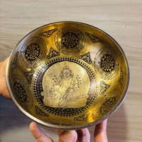 Ensemble de bols chantants tibétains bouddhistes plaqués or antique de qualité supérieure, décoration spirituelle pour la maison, méditation, disponible dans le monde entier