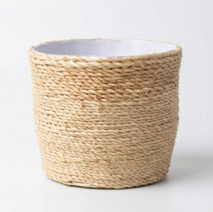 Maceta Redonda Tejida a Mano de Fibra de Sisal con Decoración de Flores Azules, Estilo Bohemio, para Decoración de Interiores y Mesa - Product Image 4