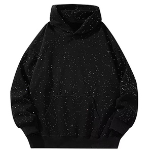 Sudadera Personalizada para Hombre, Negra con Brillo, Corte Regular, 100% Algodón Felpa, Estilo Urbano, Estampado Brillante, Transpirable, Ecológica, OEM, ODM - Product Image 1