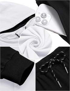 Ensemble de survêtement pour homme 2 pièces, sweat-shirt à capuche et pantalon de jogging contrastés, style décontracté - Product Image 5