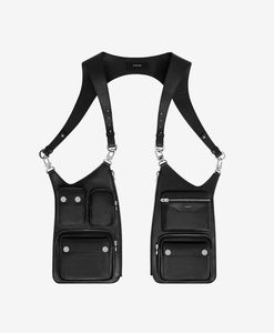 FAZMAX <b>Black</b> Oxford Softback Tactical Harness Bag Unisex Shoulder Sling <b>Backpack</b> Genuine Leather Lining Zipper Detachable Strap - Product Image 2