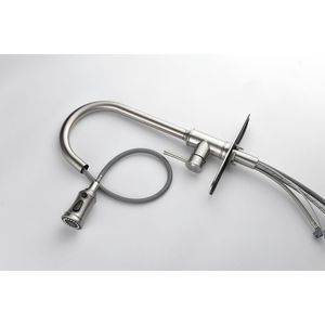 Rubinetto da cucina monocomando in acciaio inox con doccetta estraibile ad arco alto - Product Image 3