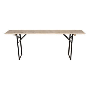 Vintage Wooden Biergarten <b>Table</b> with Black Metal <b>Folding</b> Legs Rustic <b>Dining</b> Display <b>Table</b> for Wedding Events Party Furniture - Product Image 1