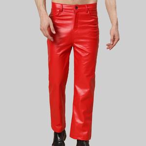 Pantalones de Cuero para Hombre de Primera Calidad, Corte Recto, Tela de Lona, Cintura Media, Estilo Casual Vintage - Product Image 1