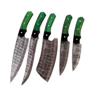 Juego de Cuchillos de Cocina Profesionales Multiusos UA Supplies, Hechos a Mano con Acero de Damasco 1095 15N20, Superficie Cepillada - Product Image 3