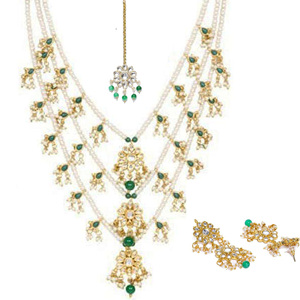 Indian Stylish Layered Pearl Rani Haar Long Kundan Necklace Zircon Alloy Jewellery Set Wedding Engagement Party Gift Hiphop Gold - Product Image 1