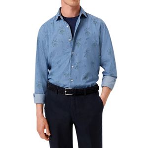 Mens Light Blue Solid Eco-Friendly Anti-Wrinkle Breathable Long Sleeve <b>Button</b> Casual Polyester/Cotton Customizable 220g <b>Shirt</b> - Product Image 1