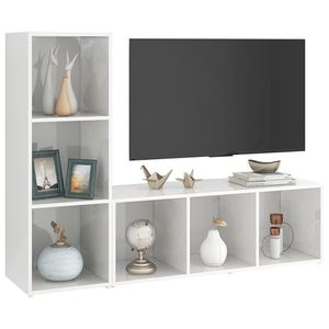 2 pezzi armadi TV in legno ingegnerizzato bianco lucido 42.1 "x 13.8" x 14.6 "per soggiorno - Product Image 3