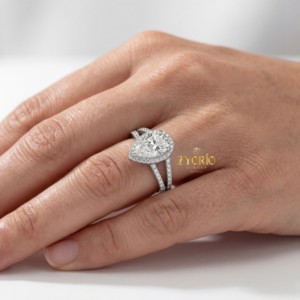 Bague de fiançailles en or 10 carats avec diamant de laboratoire taille poire, bague de mariage solitaire pour femme, bijoux fins en diamant sur mesure - Product Image 1