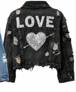 Vestes en jean surdimensionnées pour femmes au design premium avec des motifs léopard et diamant brodés, style vintage écologique - Product Image 2