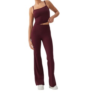 Pantalon taille haute à jambes larges pour femme, doux comme du beurre, coupe évasée, pour yoga et entraînement, marque privée, usine OEM - Product Image 1