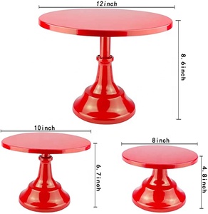 Bộ 3 Đế Bánh Đỏ Đặt Bàn Đặt Bánh Cupcake Kim Loại Giá Trưng Bày Món Tráng Miệng Với Đế Cao Trang Trí Đĩa Phục Vụ Cho Bé - Product Image 6