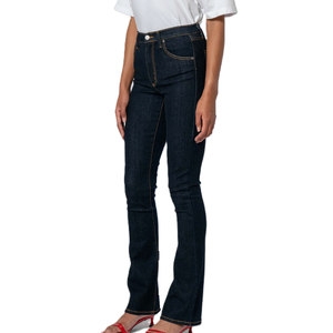 Pantalon de qualité supérieure en denim extensible bleu clair à jambe large et mince de style occidental Jeans taille haute pour femmes Pantalons jeans pour femmes - Product Image 3
