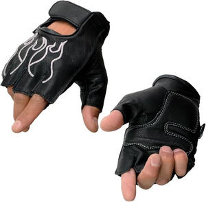 Samroz Sports Men's <b>Black</b> Flame Embroidered <b>Fingerless</b> <b>Gloves</b> - Product Image 1