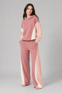 Survêtement femme à séchage rapide 100% coton, couleur rouge unie, respirant, avec logo personnalisé, service OEM - Product Image 2