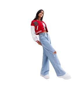 Top Quality <b>Women</b> Cropped Varsity <b>Jackets</b> <b>for</b> Street Wear Custom Embroidered Logo Baseball Varsity <b>Jackets</b> - Product Image 6
