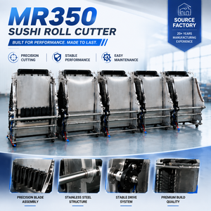 Machine à découper les rouleaux de <span class=keywords><strong>sushi</strong></span> 600 pièces/h, coupeur automatique de Norimaki MR350 pour rouleaux <span class=keywords><strong>Maki</strong></span> 6/8/10/12 coupes, directement de l'usine - Product Image 5
