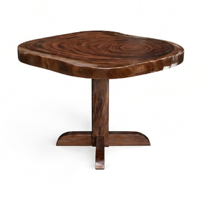 Juego de Mesa de Café Solara de Madera Natural de Suar con Borde Natural, Silla de Teca, Combinación de Ratán, Muebles de Bar Modernos de Mediados de Siglo para el Hogar o Comercios - Product Image 3