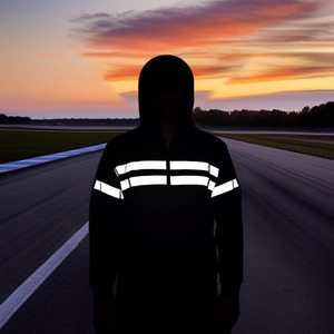 Sudadera con capucha personalizada para motociclistas con diseño de cinta reflectante, completamente forrada en aramida, con armadura de nivel 2 CE, con cierre de cremallera, color negro. - Product Image 3
