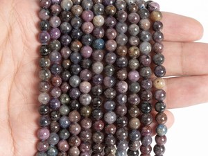 Cuentas de piedras preciosas de rubí y zafiro naturales auténticas, multicolor, redondas, sueltas, para la fabricación de joyas, pulseras y collares. - Product Image 3