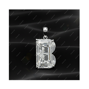 GIA IGI Certified DEF VVS VS Lab Grown Diamond Initial Alphabet Letter B Gold 925 Sterling Silver Solitaire Pendant <b>Gift</b> Him Her - Product Image 1