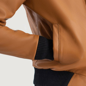 Chaqueta de Cuero Genuino Suave con Detalles Minimalistas, Chaqueta de Motociclista de Cuero Desgastado para Mujer - Product Image 6