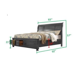 Baltimore King Set camera da letto in legno 4 pezzi con piattaforma di stoccaggio in noce scuro realizzato con materiale in legno resistente - Product Image 6