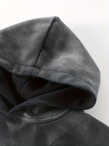 Men's Vintage Hooded Fleece Pullover <b>Hoodie</b> with Pocket Polyester/Cotton Blend Loose Fit Winter Casual Outerwear - Product Image 3