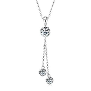 Nueva Colección, Collar con Colgante de Moissanita Redonda de 2.0 Quilates en Plata de Ley 925, Cadena de Eslabones Chapada en Oro Blanco de 18K para Mujer - Product Image 3