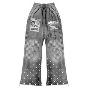 Ensemble de survêtement en molleton de coton épais imprimé et respirant, avec logo personnalisé et graphique en strass, pour homme, coupe large, vente en gros - Product Image 6