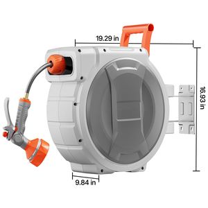 Enrouleur de tuyau d'arrosage rétractable 5/8" x 100 pieds, robuste, à fixation murale, avec buse à 9 modes - Product Image 5