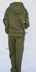 Olive Green Washed <b>Plaid</b> Jogger Tracksuit Set Unisex Hooded Sweatshirt <b>Pants</b> Athletic Sportswear Organic Cotton Fleece Custom - Product Image 2